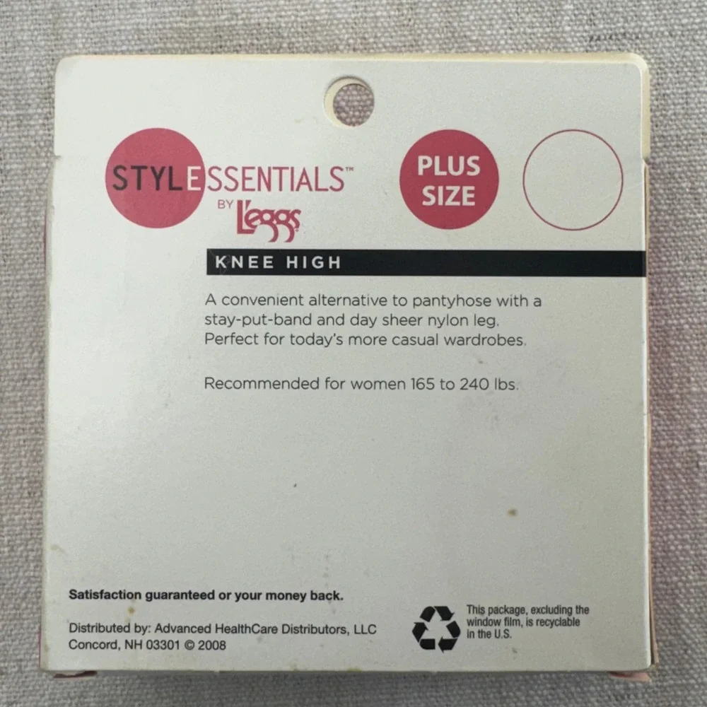 L'eggs Style Essentials Plus Size Knee High Stockings Nude 4‎ Pair Sheer Toe